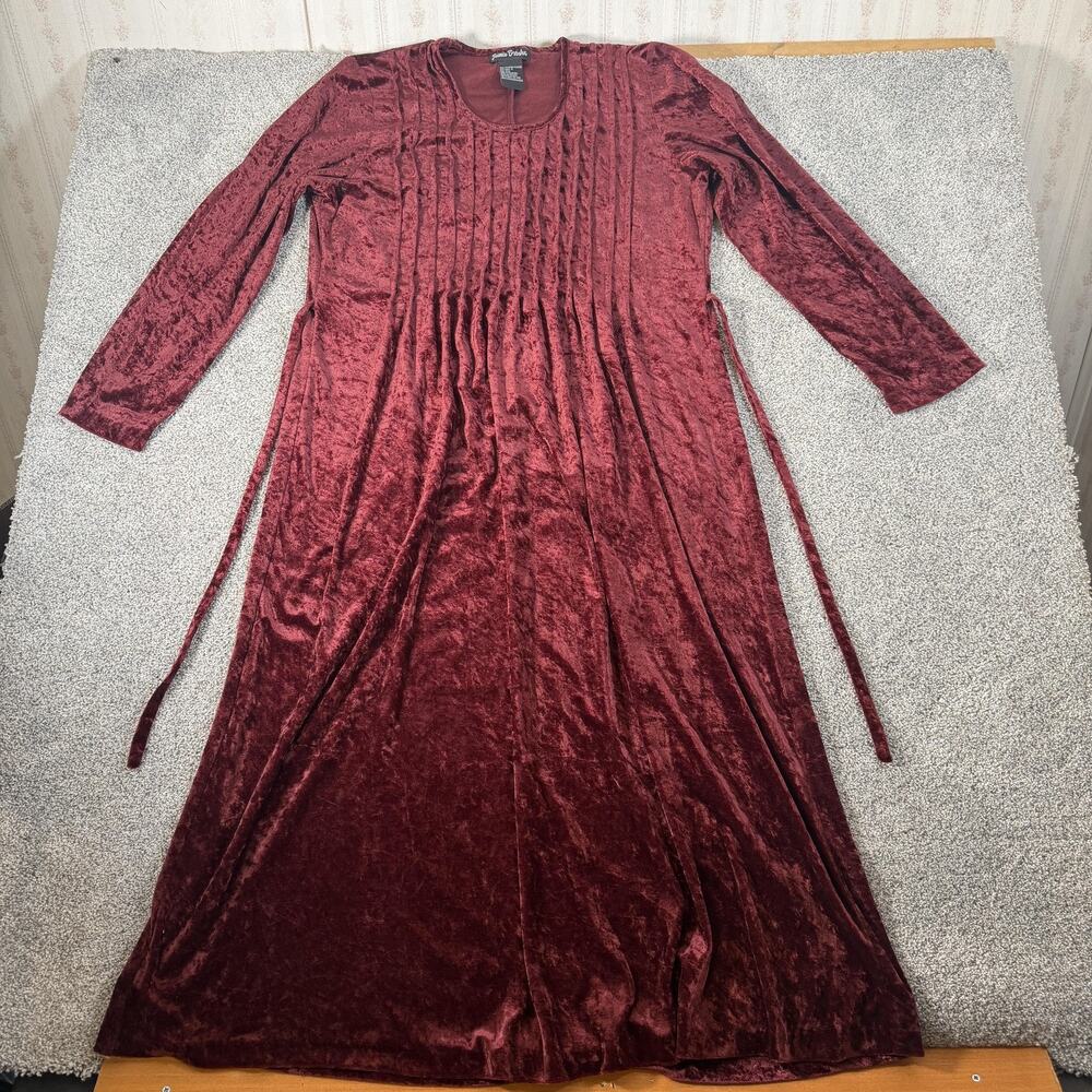 Vtg 90s Y2K Jamie Brooke Maxi Dress 16 Crushed Velvet Dark Romantic Whimsigoth